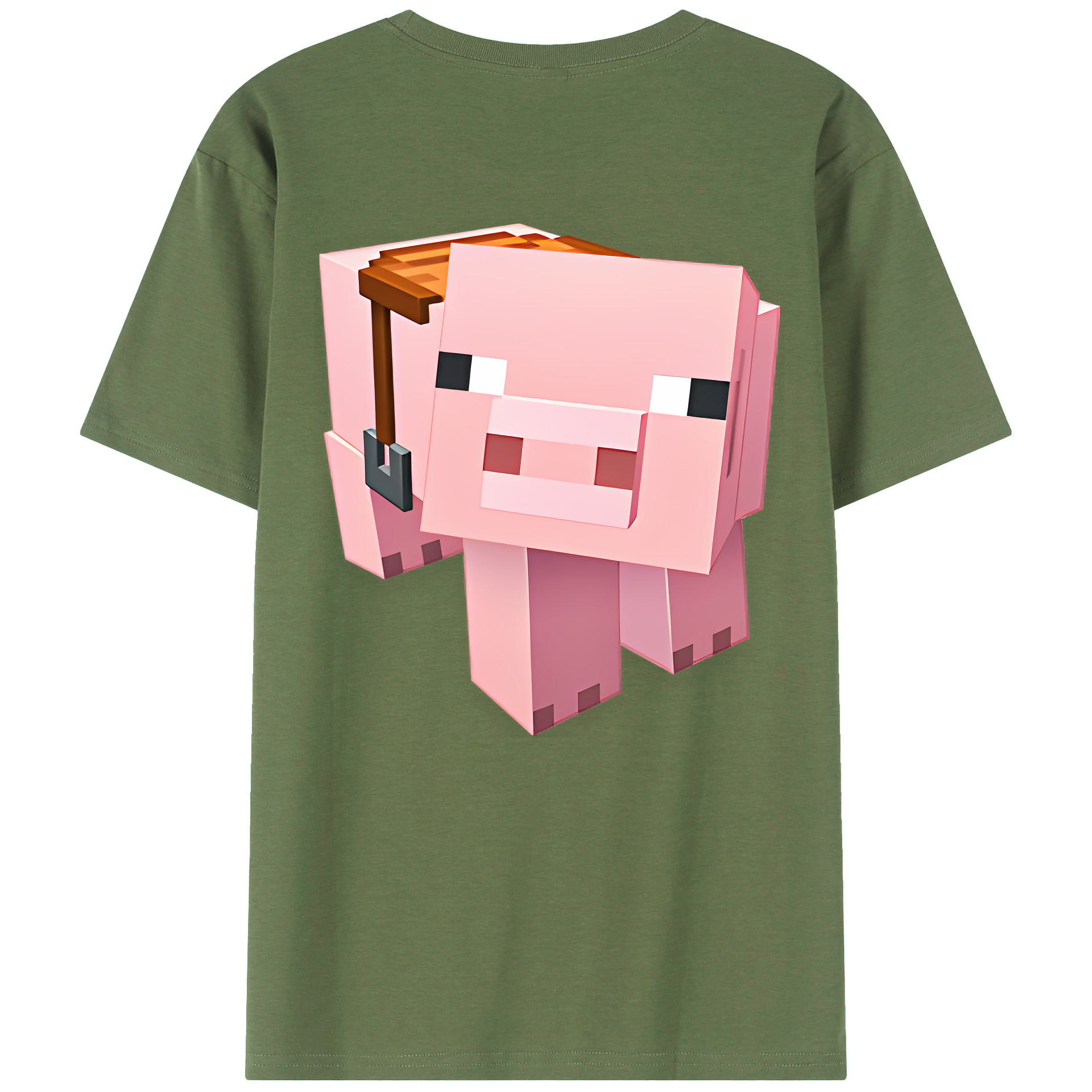 （画像用） マインクラフト ブロックの世界 Minecraft MC Block world 綿100％ メンズ半袖Tシャツ（バックプリント） 通気性